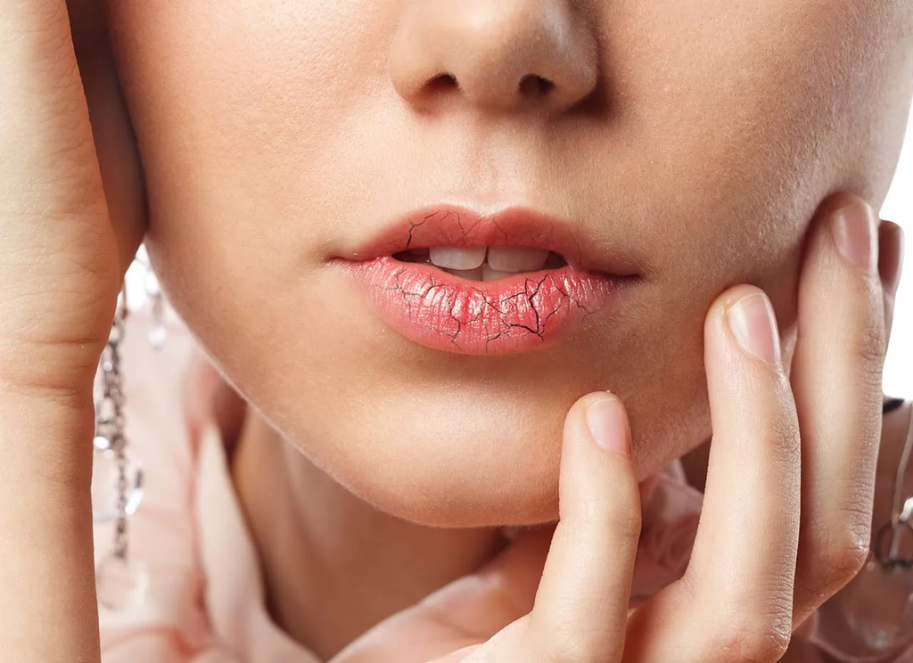 Môi khô nứt làm son lên màu không đều, cần dưỡng môi trước khi đánh son lòng môi.