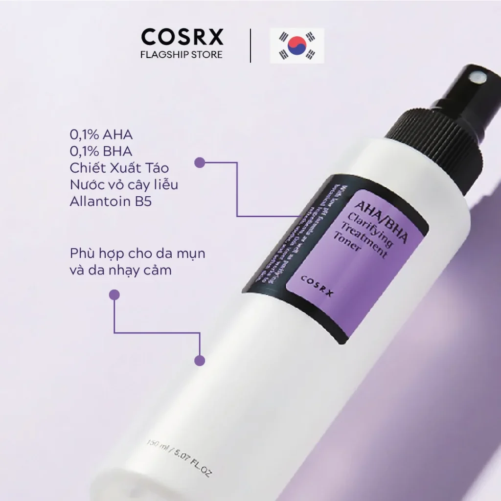 Toner cho da dầu mụn Cosrx AHA/BHA Clarifying Treatment Toner